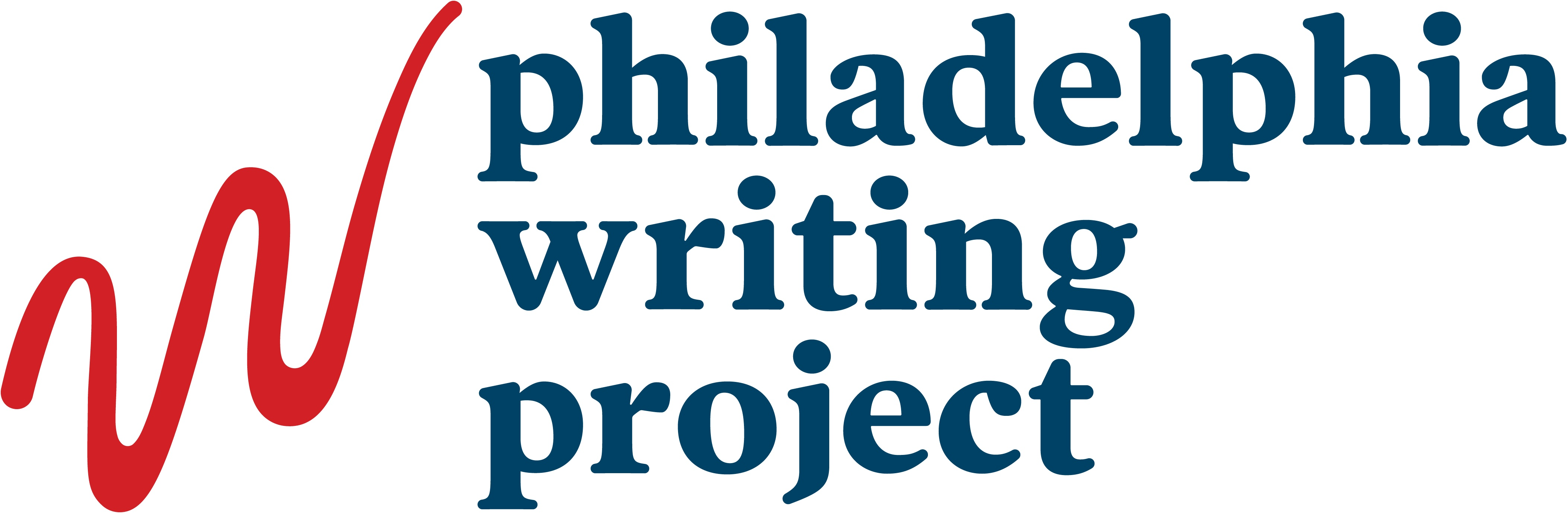 Philadelphia Writing Project logo. Left side of the logo is a W in red font. The right side are the words Philadelphia Writing Project in blue font.